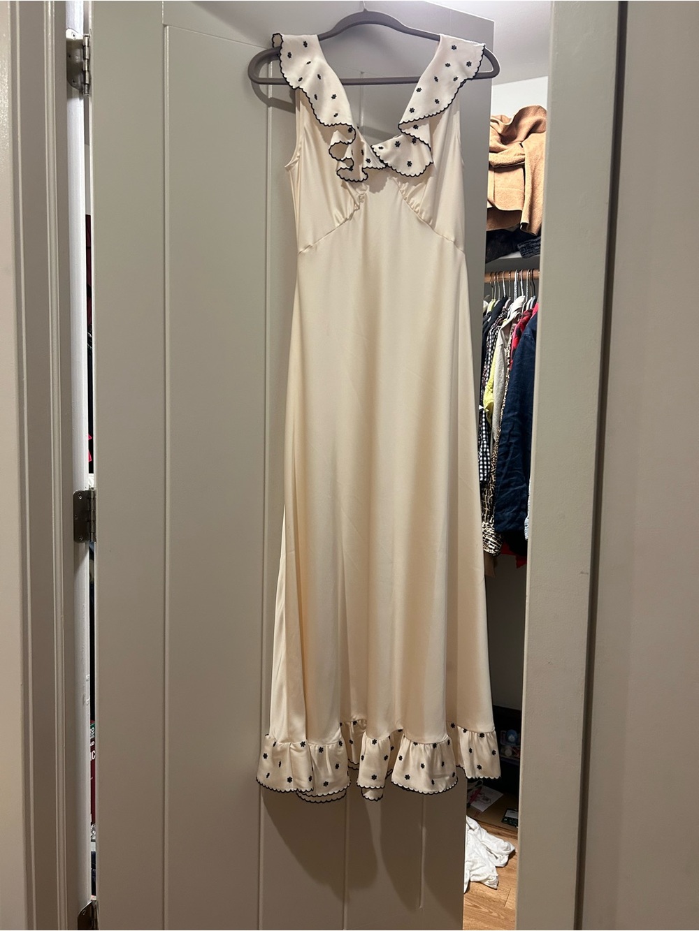 Caroline constas Match of Doen Arleen satin dress sea salt Small New with tags